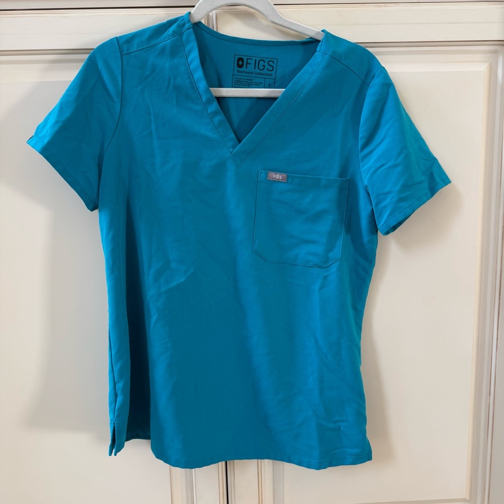 Figs Women's Teal V-Neck Scrub Top